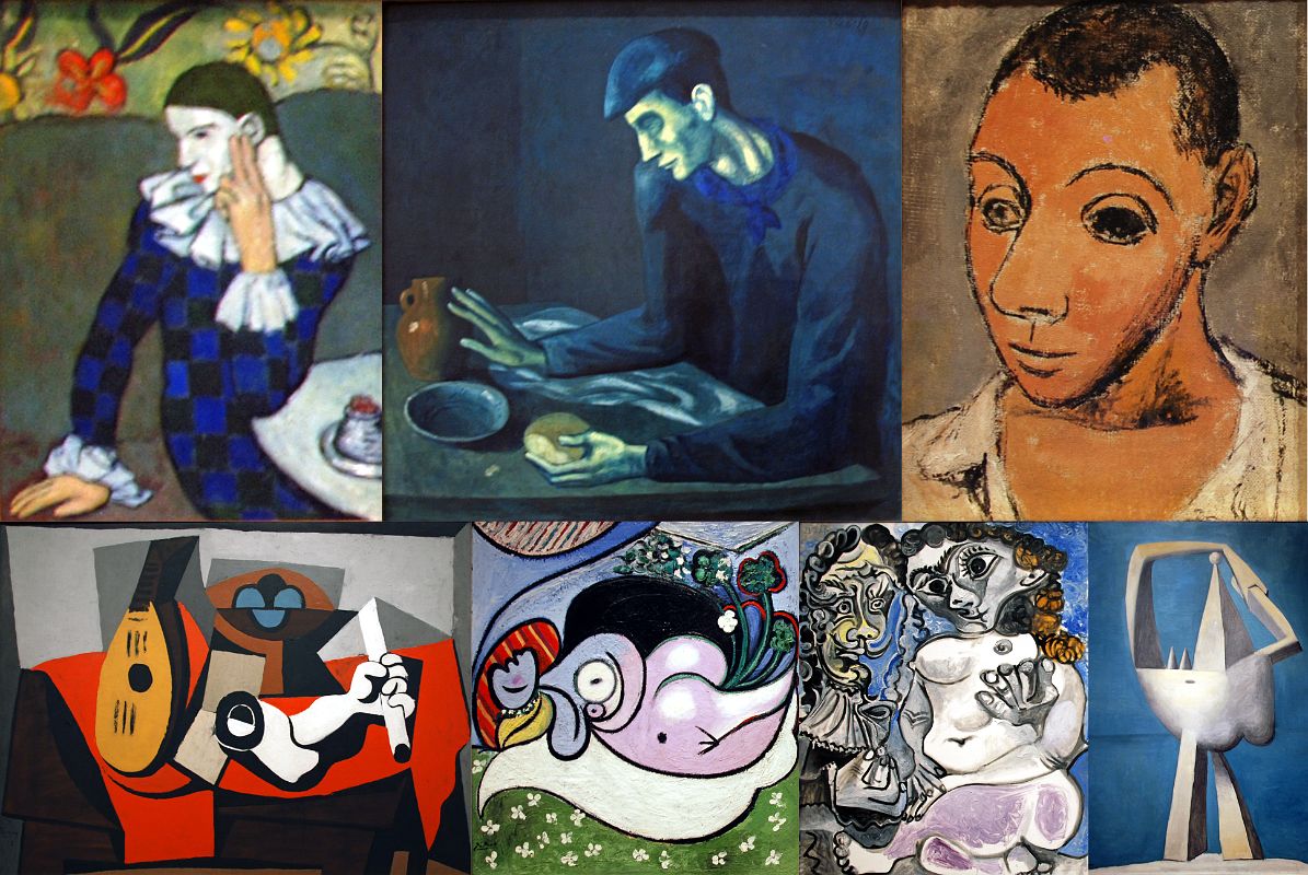 Top Met Paintings After 1860 16 Pablo Picasso Seated Harlequin,Blind Man-s Meal,Self Portrait,Mandolin Fruit Bowl,Dreamer,Cavalier and Nude, Nude By Sea